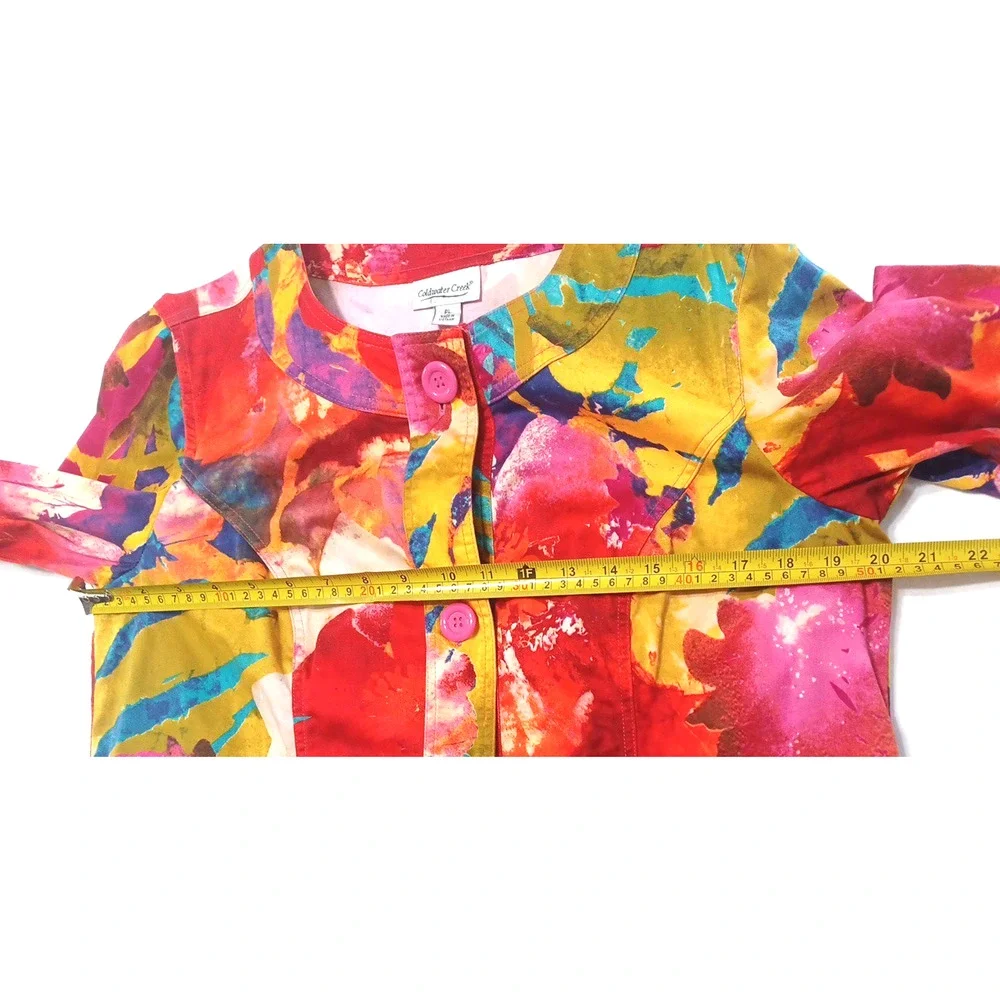 Coldwater Creek Women's Loud Colorful Button Jacket Blazer Petite Sz PL Unlined